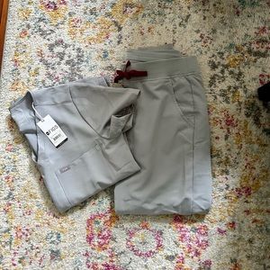 Figs Zamora Scrub Bottom & Catarina Scrub Top in Cement